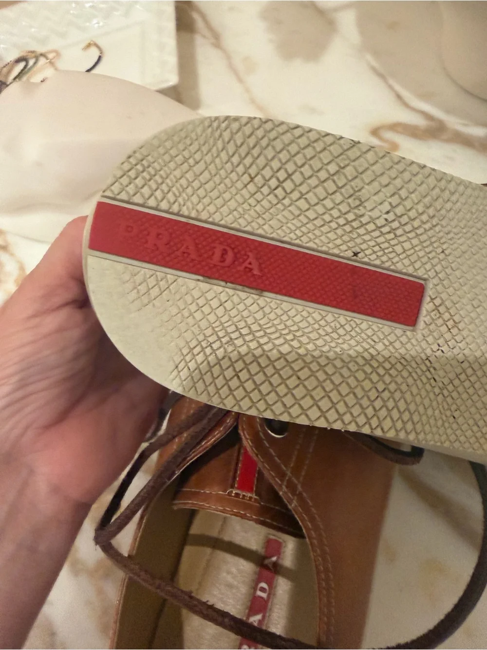 Prada Men's Casual Brown Leather Lace-Up Sneakers
